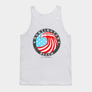 Huntington Beach, CA Summertime Patriotic 4th Pride Surfing Tank Top